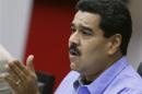 Venezuela's President Nicolas Maduro talks during a Council of Ministers meeting at Miraflores Palace in Caracas