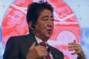 Japanese Prime Minister Shinzo Abe speaks during a Reuters Newsmaker conversation in New York