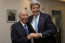 U.S. Secretary of State John Kerry meets with Israeli President Shimon Peres in Jerusalem