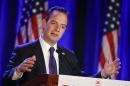 This photo taken Jan. 15, 2015 shows Republican National Committee Chairman Reince Priebus speaking at the Republican National Committee meetings in San Diego. Republicans meeting in California have re-elected party chairman Priebus, a once little-known Wisconsin lawyer who supporters say has turned the GOP organization around. (AP Photo/Lenny Ignelzi)