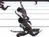 This Saturday, June 23, 2012, photo provided by USA Track & Field shows the third-place finish of the women's 100-meter final from a photo-finish camera, shot at 3,000-frames-per-second, during the U.S. Olympic Track and Field Trials in Eugene, Ore. Allyson Felix and Jeneba Tarmoh, in foreground, finished in a dead heat for the last U.S. spot in the 100 to the London Games, each leaning across the finish line in 11.068 seconds. (AP Photo/USA Track & Field)