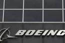 The Boeing logo is seen at their headquarters in Chicago