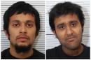 Pictures received by West Midlands Police on December 5, 2014 show Mohammed Ahmed (L) and Yusuf Sarwar (R) after they were arrested at Heathrow Airport. The pair have been jailed for terror offences