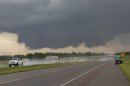 A wall cloud forms near Interstate 35 and Purcell, Okla. on Thursday, May 30, 2013. At least two tornadoes touched down in Oklahoma and another hit Arkansas on Thursday as a powerful storm system moved through the middle of the country. At least nine injuries were reported. (AP Photo/Alonzo Adams)