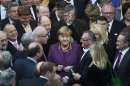 German Chancellor Merkel and fellow parliamentarians get ready to vote on financial help for Greece at Bundestag in Berlin