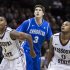 Creighton forward Doug McDermott (3) is blocked out by Missouri State's Keith Pickens (1) and Anthony Downing (0) during the first half of an NCAA college basketball game Friday, Jan. 11, 2013, in Springfield, Mo. Creighton beat Missouri State 74-52. (AP Photo/David Welker)