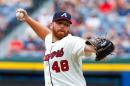 File photo of Atlanta Braves starting pitcher Tommy Hanson throwing in the first inning during their MLB National League baseball game against the Washington Nationals at Turner Field in Atlanta