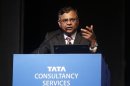 N. Chandrasekaran, CEO of TCS, speaks during TCS' Annual General Meeting in Mumbai