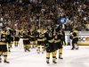 Bruins' Bergeron leads his team in saluting the crowd after losing to the Chicago Blackhawks in Game 6 of their NHL Stanley Cup Finals hockey series in Boston