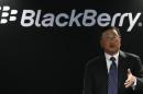 Blackberry's Chief Executive Chen gestures during a news conference at the Mobile World Congress in Barcelona