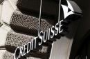 The company's logo is seen at the headquarters of Swiss bank Credit Suisse at the Paradeplatz square in Zurich