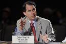 Wisconsin Gov. Scott Walker speaks during a meeting on jobs and education at the National Governors Association convention Saturday, July 12, 2014, in Nashville, Tenn. (AP Photo/Mark Humphrey)