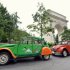 Citroen 2CV cars park by the Washington Square Park arch in New York City