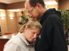 Deborah Bradley, left, and Jeremy Irwin embrace while in the lobby of an Hampton Inn hotel in Kansas City, Mo., Friday, Oct. 7, 2011. Bradley said in an interview Friday that she took a polygraph earlier this week after her baby, Lisa Irwin, disappeared from their Kansas City home. Bradley says police told her she failed the test. Lisa's father, Jeremy Irwin, said he has offered to take a lie detector test, but police said he did not have to. (AP Photo/Orlin Wagner)