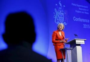 Britain&#39;s Home Secretary May speaks during the Police Superintendents Association of England and Wales annual conference in Kenilworth