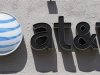 An At&T logo is seen atop a store in Beverly Hills, California
