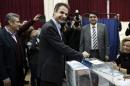 Candidate for the leadership of Greece's conservative New Democracy party, Kyriakos Mitsotakis casts his ballot at a polling station in Athens on January 10, 2016