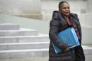 French Justice minister Christiane Taubira leaves the Elysee Palace in Paris after a weekly cabinet meeting, on January 28, 2015