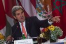 U.S. Secretary of State John Kerry speaks at a luncheon in New York