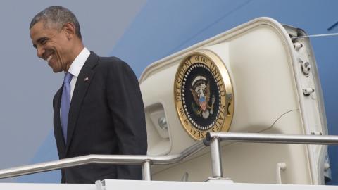 US President Barack Obama arrives in Addis Ababa, on July 26, 2015 as he begins a two-day stay in Ethiopia