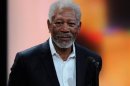 U.S. actor Morgan Freeman receives trophy for Category "International Lifetime Achievement" during the 47th Golden Camera award ceremony in Berlin