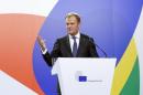 European Council President Donald Tusk speaks at a news conference after the Valletta Summit on Migration, followed by an informal meeting of European Union heads of state and government in Valletta