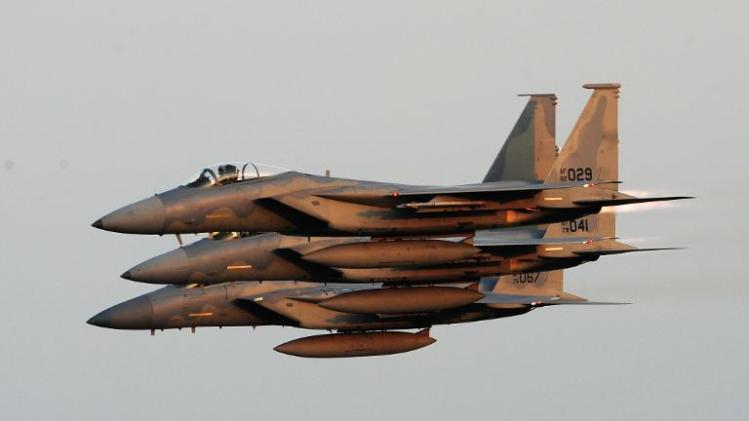 F-15 fighter jets fly on July 3, 2009 in Daytona Beach, Florida