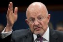 National Intelligence Director James Clapper testifies on Capitol Hill in Washington, Thursday, April 11, 2013, before the House Intelligence Committee hearing on worldwide threats. (AP Photo/Manuel Balce Ceneta)