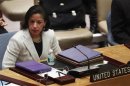 U.S. Ambassador to the United Nations Rice sits in Security Council meeting regarding Libya at UN Headquarters in New York