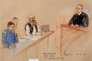 Khalid Sheikh Mohammed is pictured on the third day of pre-trial hearings in the 9/11 war crimes prosecution as depicted in this Pentagon-approved courtroom sketch at the U.S. Naval Base Guantanamo Bay