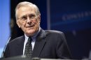 Former Secretary of Defence Donald Rumsfeld speaks during the 38th annual CPAC in Washington