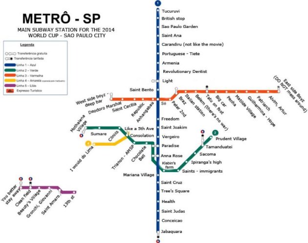 Nomes das estações de metrô de São Paulo para a Copa do Mundo Metrosaopaulo