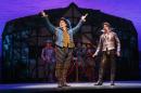 This image released by Boneau/Bryan Brown shows Brian D'Arcy James, left, and Christian Borle during a performance of "Something Rotten," in New York. (Joan Marcus/Boneau/Bryan Brown via AP)