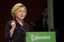 Democratic presidential candidate Hillary Clinton speaks during a Glassdoor Pay Equality Roundtable, Tuesday, April 12, 2016, in New York. (AP Photo/Mary Altaffer)