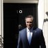 Republican presidential candidate, former Massachusetts Gov. Mitt Romney walks out of 10 Downing Street after meeting with British Prime Minister David Cameron in London, Thursday, July 26, 2012. (AP Photo/Charles Dharapak)