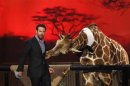 Sudeikis speaks next to baby giraffe at Spike TV's "Guys Choice" awards in Culver City