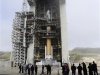 VIP's on a tour look at the ULA Boeing Delta 4 rocket at Vandenberg Air Force Base