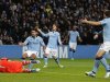 Manchester City's Sergio Aguero, David Silva and Edin Dzeko react after failing to score against Real Madrid during their Champions League Group D soccer match at The Etihad Stadium in Manchester