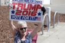A supporter at a campaign stop for US Republican presidential candidate Donald Trump in Lynden, Washington, on May 7, 2016