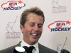 Hockey great Mike Modano speaks to reporters before the U.S. Hockey Hall of Fame class of 2012 induction dinner in Dallas, Monday, Oct. 15, 2012. (AP Photo/LM Otero)
