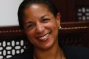 US National Security Advisor Susan Rice smiles in the West Bank city of Ramallah on May 8, 2014