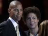 Reggie Miller poses with his sister, Cheryl Miller, prior to his induction into the Naismith Memorial Basketball Hall of Fame during an enshrinement ceremony at Symphony Hall in Springfield, Mass. Friday, Sept. 7, 2012. (AP Photo/Elise Amendola)