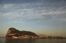 The rock of the British Colony of Gibraltar during sunset from La Linea de la Concepcion, southern Spain