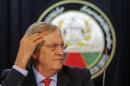 Nicholas Haysom listens to a question during a news conference in Kabul