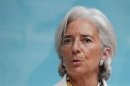 International Monetary Fund Managing Director Christine Lagarde speaks during a news conference at IMF headquarters in Washington