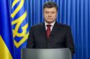 Ukraine's President Poroshenko is seen as he makes his address to the nation in Kiev
