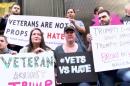 Veterans hold Trump Tower protest after Donald Trump’s charity fundraising drive comes up short