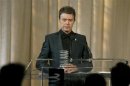 Singer David Bowie receives the Webby Lifetime Achievement award during the 11th annual Webby Awards honoring online content in New York