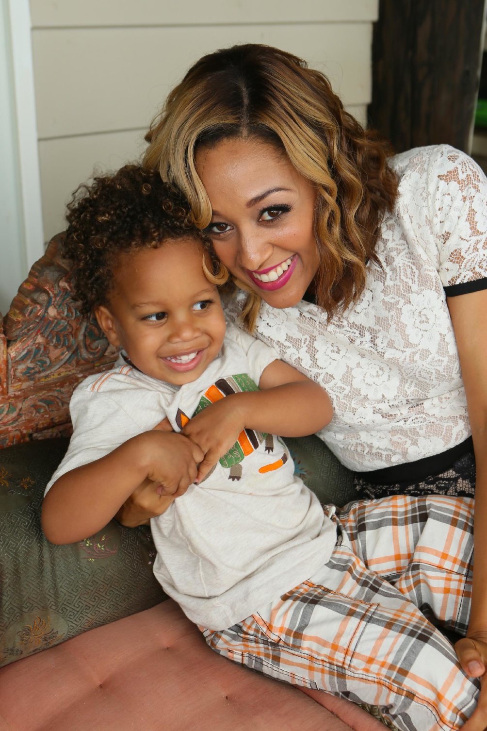 Tia Mowry and her son Cree Taylor Hardrict celebrate her 35th birthday at the LYFE Kitchen Beach House powered by KIA on Sunday July 21, 2013 in Malibu, CA. (Photo by Alexandra Wyman/Invision for Talent Resources/AP Images)
