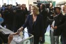 Le Pen, France's National Front leader and candidate for the legislative elections, casts her ballot in the run-off election in Henin-Beaumont